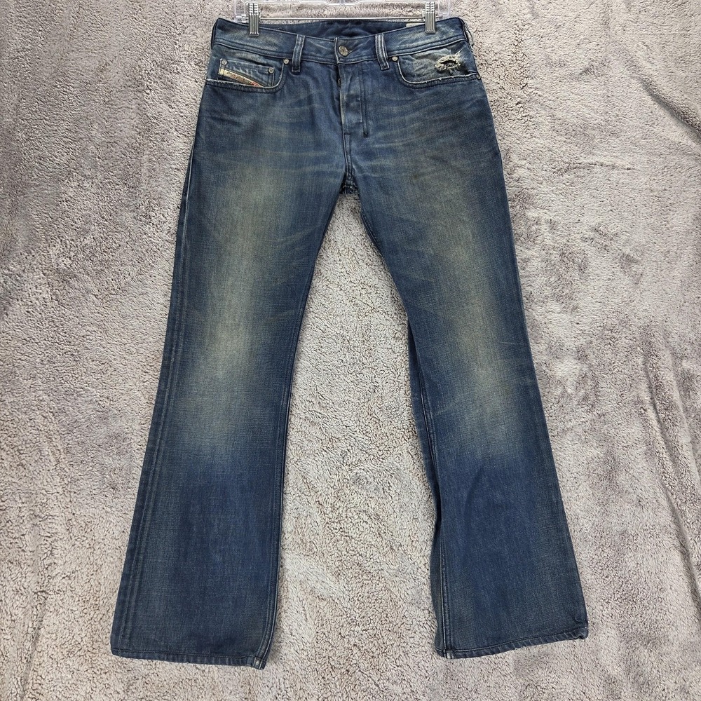 Diesel Jeans Mens 30x32 Blue Zathan Regular Bootcut Zip Fly Made Italy 0073H